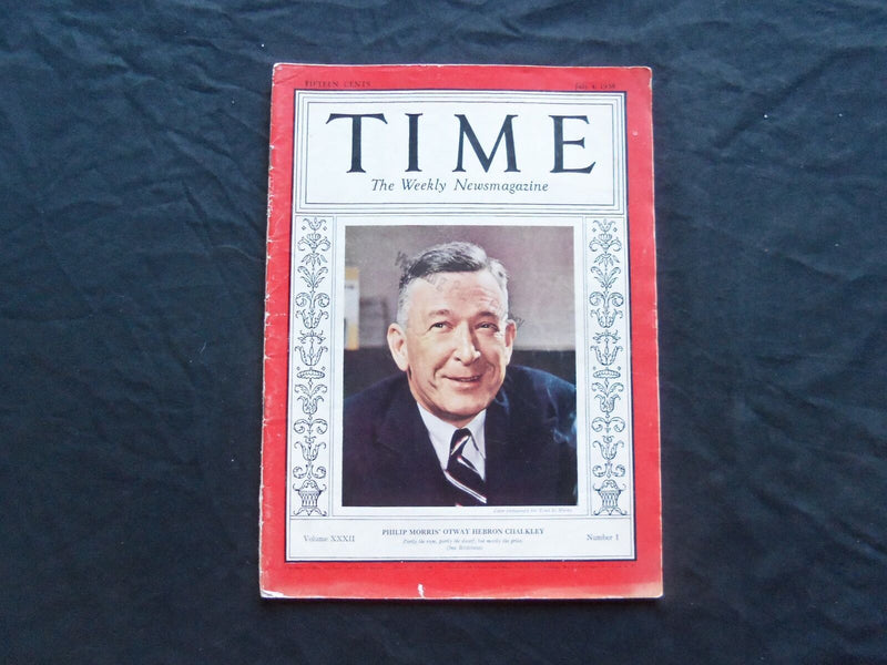 1938 JULY 4 TIME MAGAZINE - OTWAY HEBRON CHALKLEY - T 618