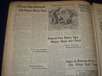 1945 JULY 23 NEW YORK DAILY NEWS - 3RD FLEET HIT 416 JAP SHIPS - NP 1744