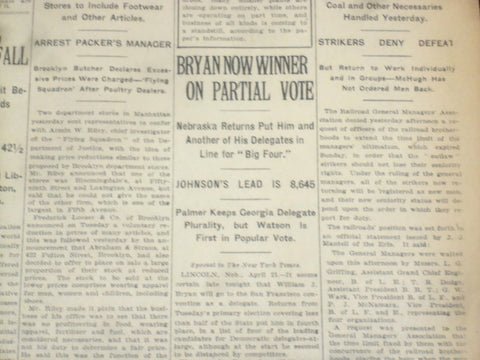 1920 APRIL 22 NEW YORK TIMES - BRYAN WINNER ON PARTIAL VOTE - NT 8297