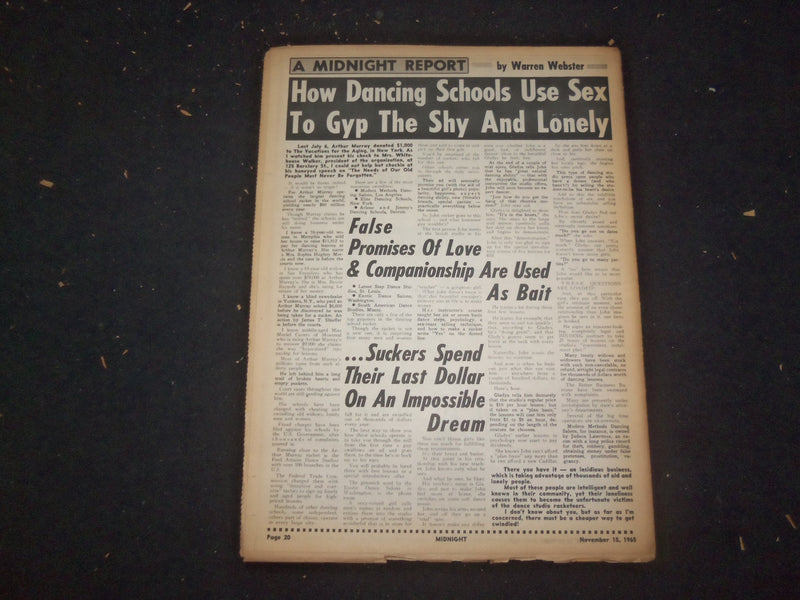 1965 NOV 15 MIDNIGHT NEWSPAPER - PATSY SNELL: NEED MAN WHO SATISFIES ME- NP 7354