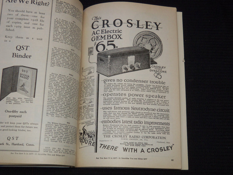 1929 QST AMATEUR RADIO MAGAZINES LOT OF 12 ISSUES - COMPLETE YEAR - WR 54D