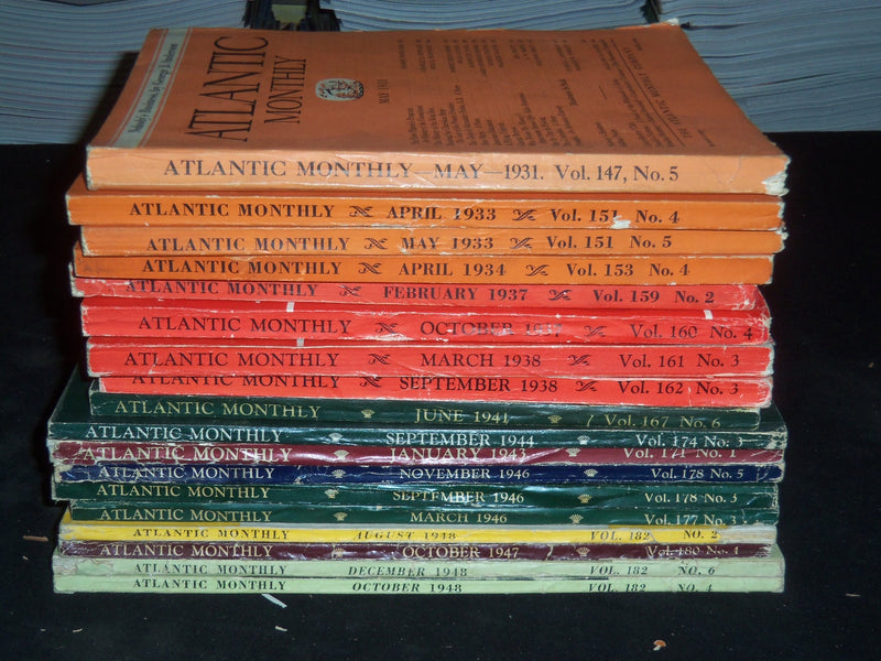 1931-1948 THE ATLANTIC MONTHLY MAGAZINE-LOT 18 ISSUES-STORIES & ARTICLES-WR 1364