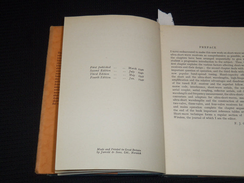 1942-1944 NEWNES SHORT-WAVE MANUALS BY F. J. CAMM - BOOK LOT OF 2 - KD 4065F