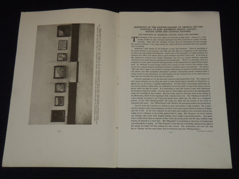 1918 PAINTER GRAVERS OF AMERICA EXHIBITION CATALOGUE - J 7977