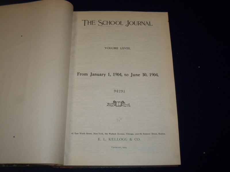 1904 THE SCHOOL JOURNAL MAGAZINE BOUND VOLUME NO. 68 & 69 LOT OF 2 - KD 3215
