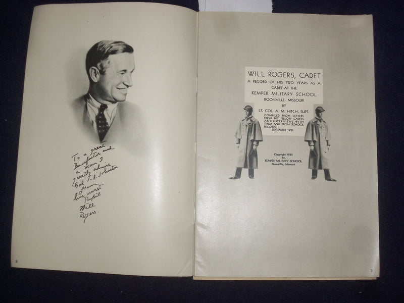 1935 SEP WILL ROGERS, CADET - KEMPER MILITARY SHOOL - LOT OF 2 - J 9480