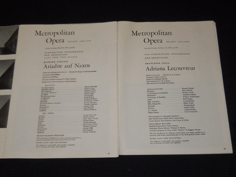 1961-1969 METROPOLITAN OPERA LINCOLN CENTER PROGRAMS LOT OF 17 ISSUES - O 2922B