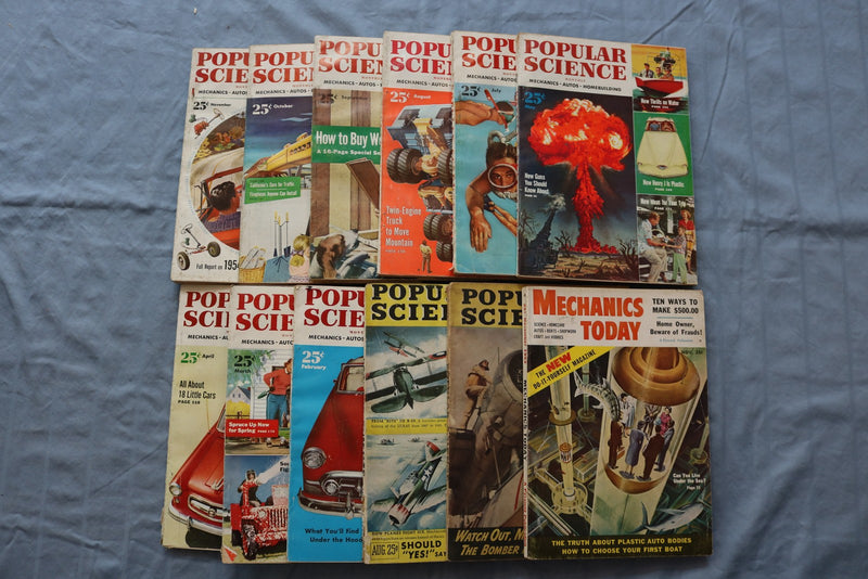1943-1953 POPULAR SCIENCE & MECHANICS TODAY MAGAZINES- LOT OF 12 - O 3880