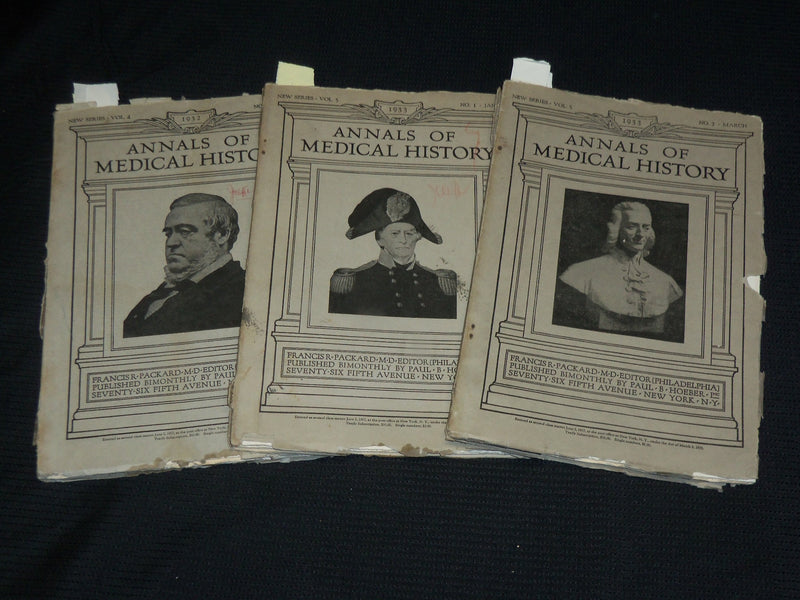 1932-1933 ANNALS OF MEDICAL HISTORY MAGAZINE LOT OF 3 ISSUES - WR 505F