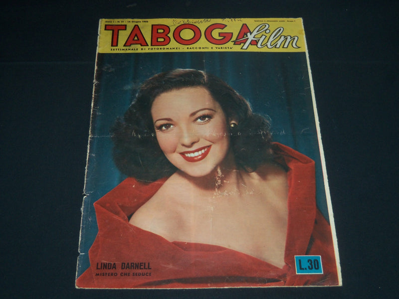 1952 JUNE 14 TABOGA FILM MAGAZINE - ITALIAN - LINDA DARNELL COVER - NP 3857