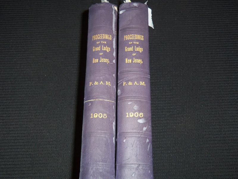 1905-1906 NEW JERSEY GRAND LODGE PROCEEDINGS BOUND VOLUMES LOT OF 2 - KD 4583R