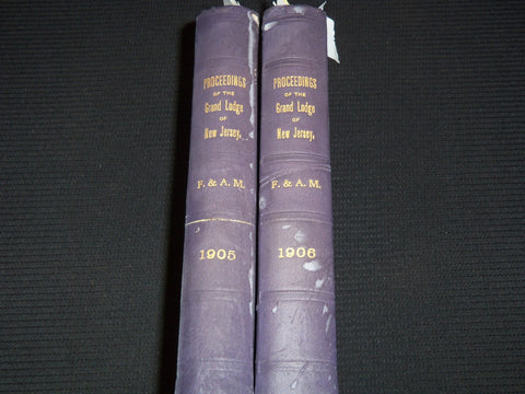 1905-1906 NEW JERSEY GRAND LODGE PROCEEDINGS BOUND VOLUMES LOT OF 2 - KD 4583R