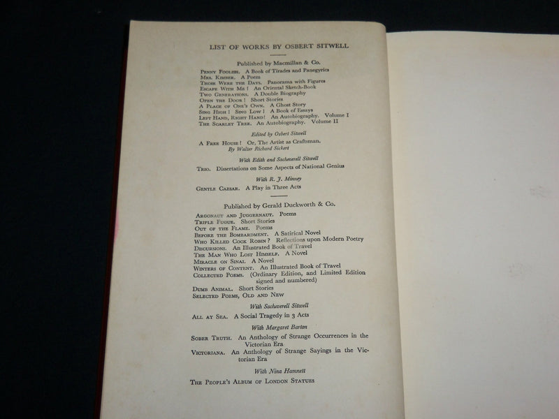 1948 GREAT MORNING AUTOBIOGRAPHY HARDCOVER BOOK BY OSBERT SITWELL - KD 6688