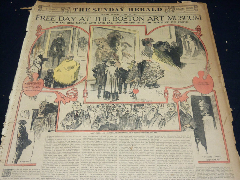 1907 THE BOSTON HERALD SUNDAY MAGAZINE SECTIONS LOT OF 14 - NICE PHOTOS - UP 91