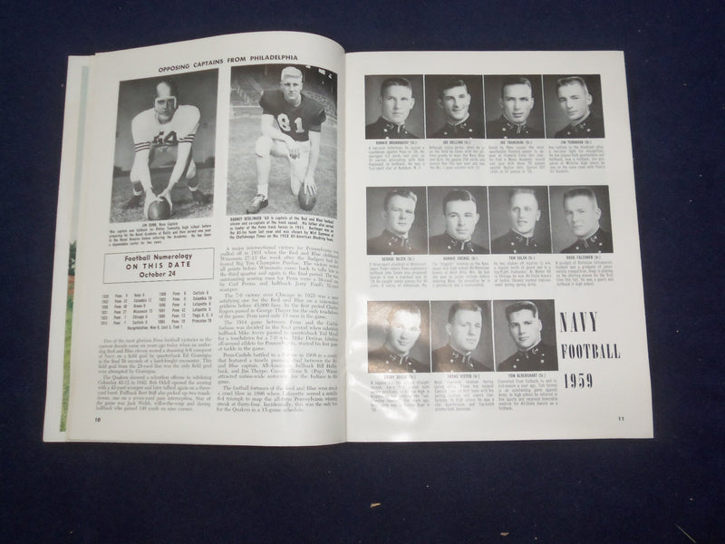 1959 OCTOBER 24 NAVY VS. PENNSYLVANIA FOOTBALL PROGRAM - NICE PHOTOS - J 9459