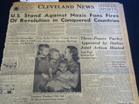 1941 AUGUST 16 CLEVELAND NEWS NEWSPAPER U. S. STANDS AGAINST NAZIS FANS- NT 7411