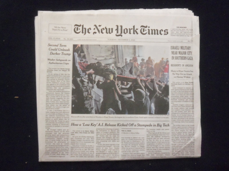 2023 DECEMBER 5 NEW YORK TIMES - ISRAELI MILITARY NEAR MAJOR CITY IN SOUTH GAZA