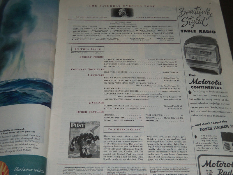 1947 FEBRUARY 15 THE SATURDAY EVENING POST MAGAZINE - ILLUSTRATED COVER - SP 202
