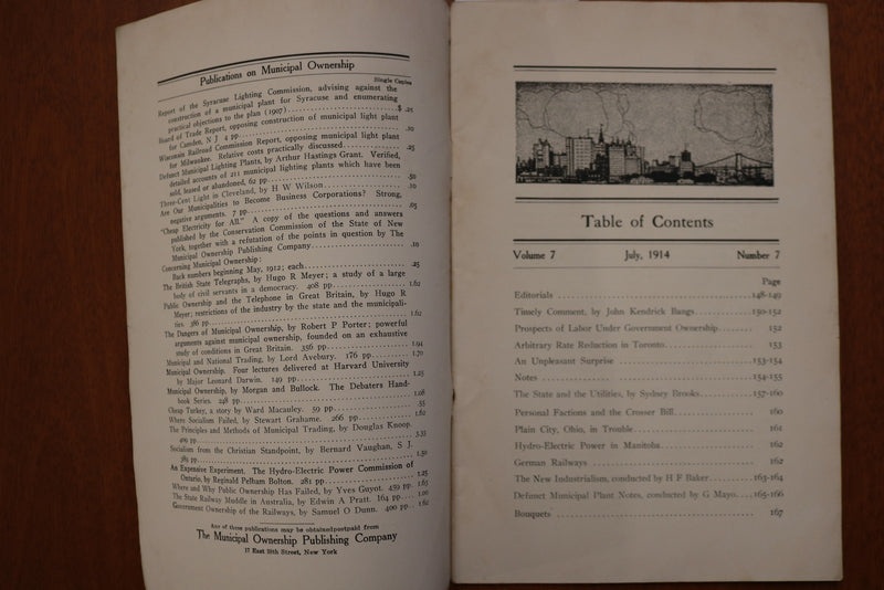 1914 JULY CONCERNING MUNICIPAL OWNERSHIP - SOFTCOVER BOOK - K 3187