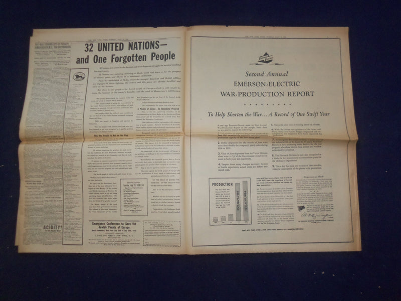 1943 JULY 13 NEW YORK TIMES -ALLIES SEIZE SYRACUSE AND NINE OTHER TOWNS- NP 6545