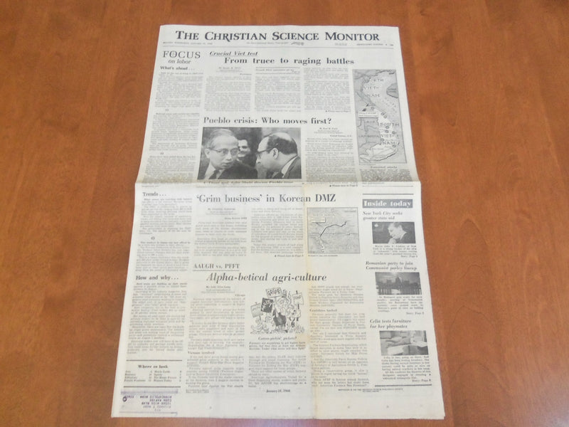 1968 JAN 31 THE CHRISTIAN SCIENCE MONITOR-PUEBLO CRISIS: WHO MOVES 1ST?- NP 4639
