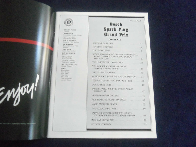 1987 SEPTEMBER 18-20 BOSCH SPARK PLUG GRAND PRIX RACING PROGRAM - SP 3990Y