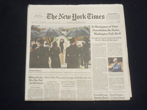 2020 NOVEMBER 12 NEW YORK TIMES - RESURGENCE OF VIRUS OVERWELMS THE STATES