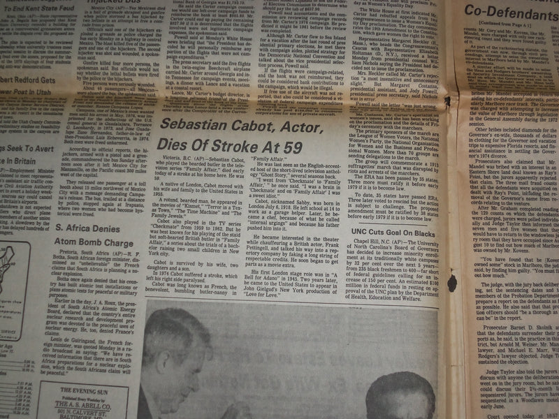 1977 AUGUST 23 THE BALTIMORE EVENING SUN - GOVERNOR MANDEL GUILTY - NP 2962