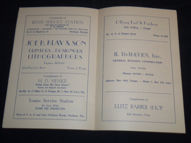 1949 LUTZ FLORIDA 4TH OF JULY THIRD ANNUAL FIELD DAY PROGRAM - J 8502