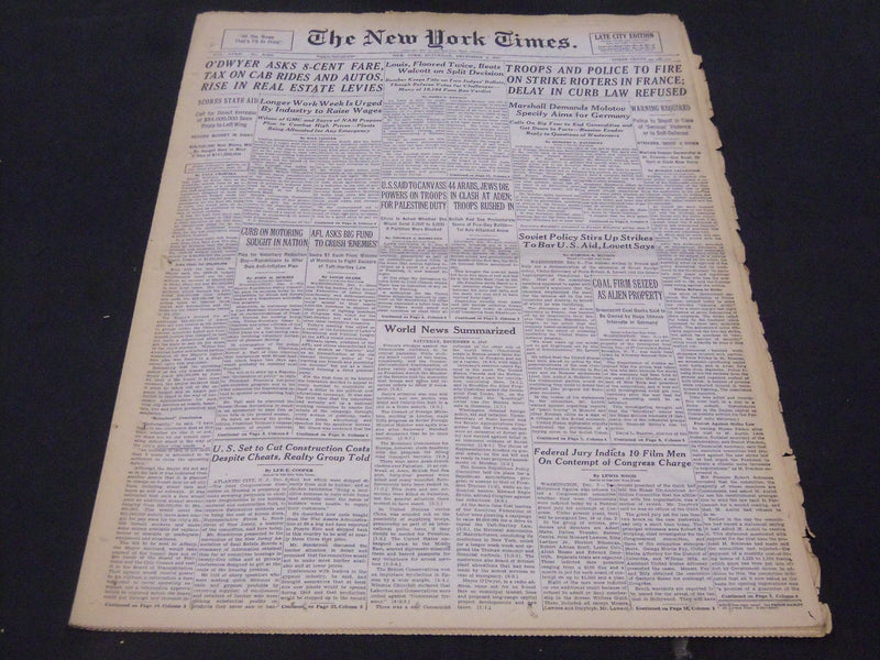 1947 DECEMBER 6 NEW YORK TIMES - LOUIS FLOORED TWICE BEAT'S WALCOTT - NT 5136