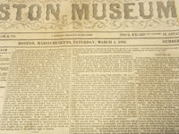 1851 MARCH 1 BOSTON MUSEUM NEWSPAPER - JUDITH BENSADDI A TALE - STEAMER- NP 9031