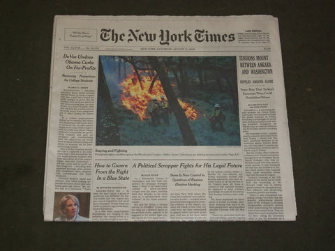 2018 AUGUST 11 NEW YORK TIMES - BETSY DEVOS UNDOES OBAMA CURBS ON FOR-PROFITS