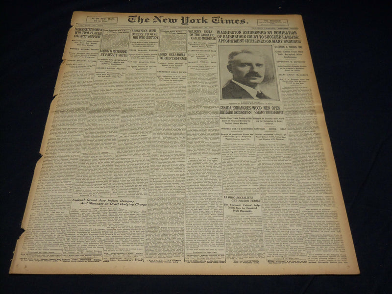 1920 FEBRUARY 26 NEW YORK TIMES - BAINBRIDGE COLBY TO SUCCEED LANSING - NT 7876