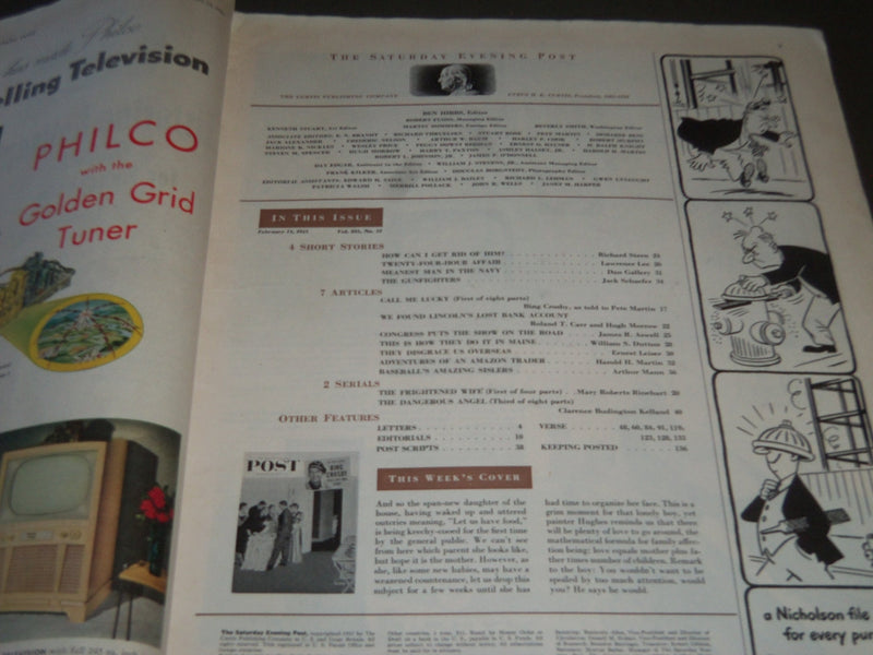 1953 FEB 14 THE SATURDAY EVENING POST MAGAZINE - ILLUSTRATED COVER - SP 1950