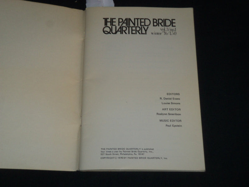 1976 WINTER THE PAINTED BRIDE QUARTERLY MAGAZINE VOLUME 3 NO. 1 - J 4331