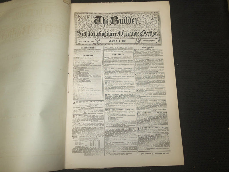 1861 AUGUST THE BUILDER ARCHITECT MAGAZINE - 5 ISSUES - ILLUSTRATIONS - ST 416M