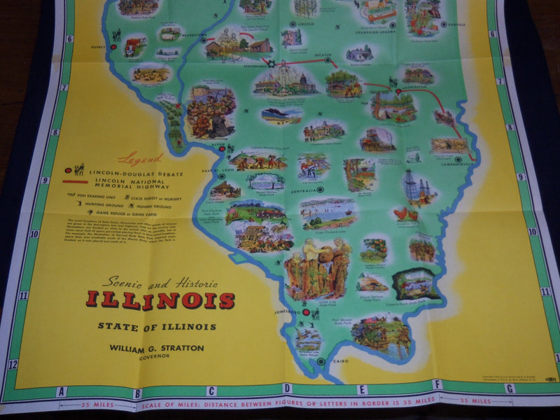 1953 SCENIC AND HISTORIC ILLINOIS FOLD-OUT MAP - J 8769