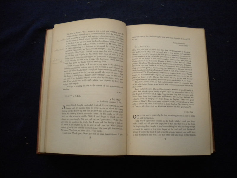 1931 ELLEN TERRY AND BERNARD SHAW A CORRESPONDENCE HARDCOVER BOOK - KD 8041