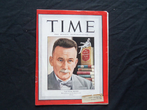 1944 OCTOBER 2 TIME MAGAZINE - VAN WYCK BROOKS - T 936