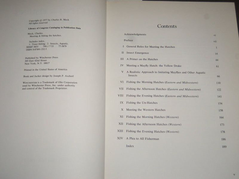 1977 MEETING & FISHING THE HATCHES BY CHARLES R. MECK HARDCOVER BOOK - KD 4394