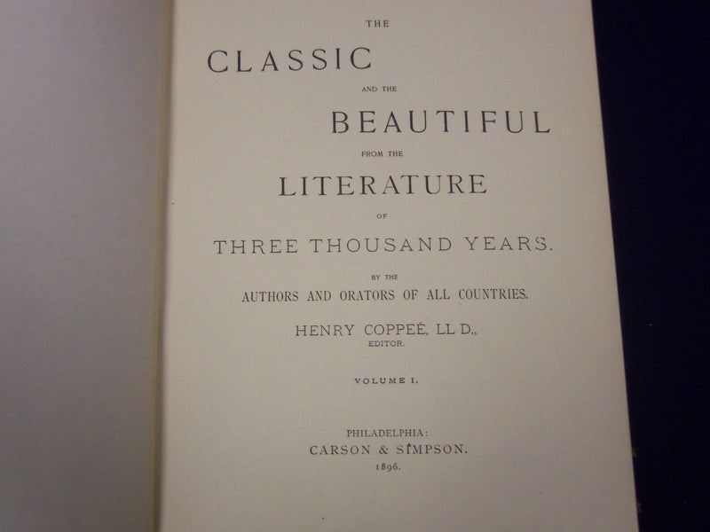 1896 THE CLASSIC & THE BEAUTIFUL FROM LITERATURE COPPEE LOT OF 6 VOLUMES- KD 794