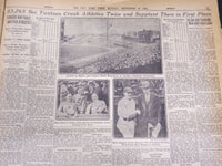 1928 SEPTEMBER 2 NEW YORK TIMES - 85,265 SEE YANKEES WIN TWICE - NT 5355