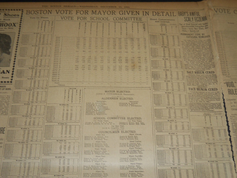 1905 DEC 13 THE BOSTON HERALD - FITZGERALD WINNER BY PLURALITY 8095 - BH 271