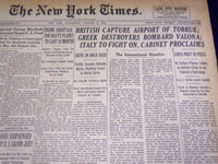 1941 JANUARY 8 NEW YORK TIMES - BRITISH CAPTURE AIRPORT OF TOBRUK - NT 1319