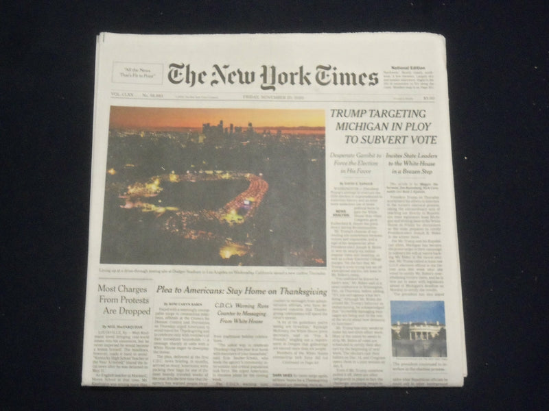 2020 NOVEMBER 20 NEW YORK TIMES-TRUMP TARGETING MICHIGAN IN PLOY TO SUBVERT VOTE