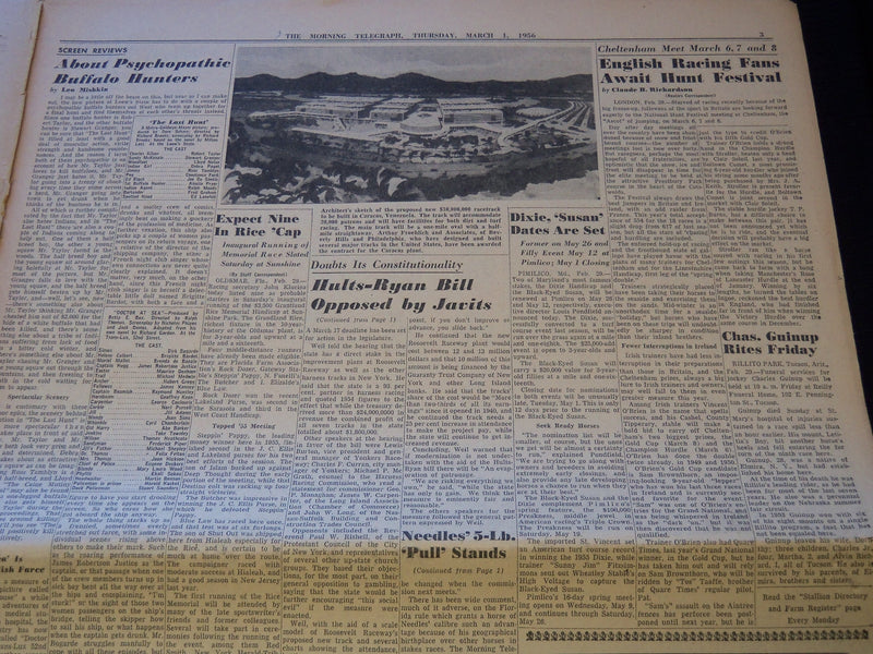 1956 MARCH 1 MORNINGS TELEGRAPH NEWSPAPER - GUARDGIAN II SCORES UPSET - NP 5815