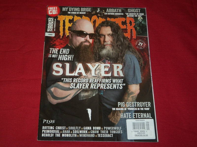 2015 SEPTEMBER TERRORIZER MAGAZINE ISSUE NO. 263 - SLAYER COVER - MUSIC - RC 301
