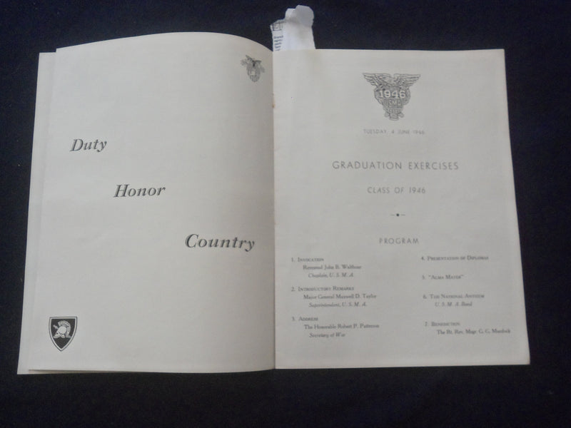 1946 JUNE 4 U.S. MILITARY ACADEMY GRADUATION EXERCISES PROGRAM - J 8364