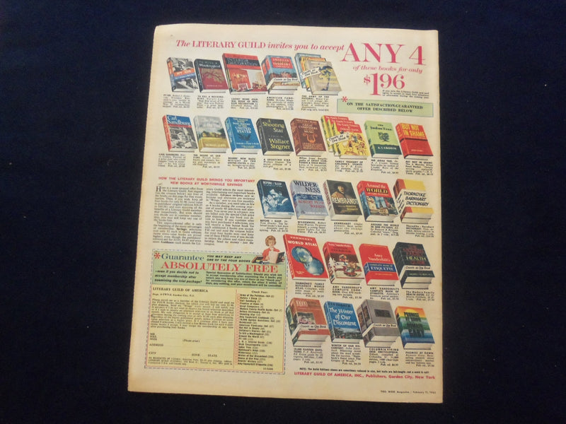 1962 FEBRUARY 11 THIS WEEK MAGAZINE SECTION - ABRAHAM LINCOLN COVER - J 9801
