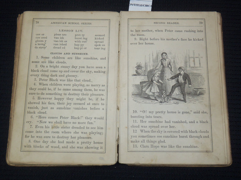 1870 BUTLER'S SECOND SCHOOL READER BOOK BY NOBLE BUTLER - K 2182